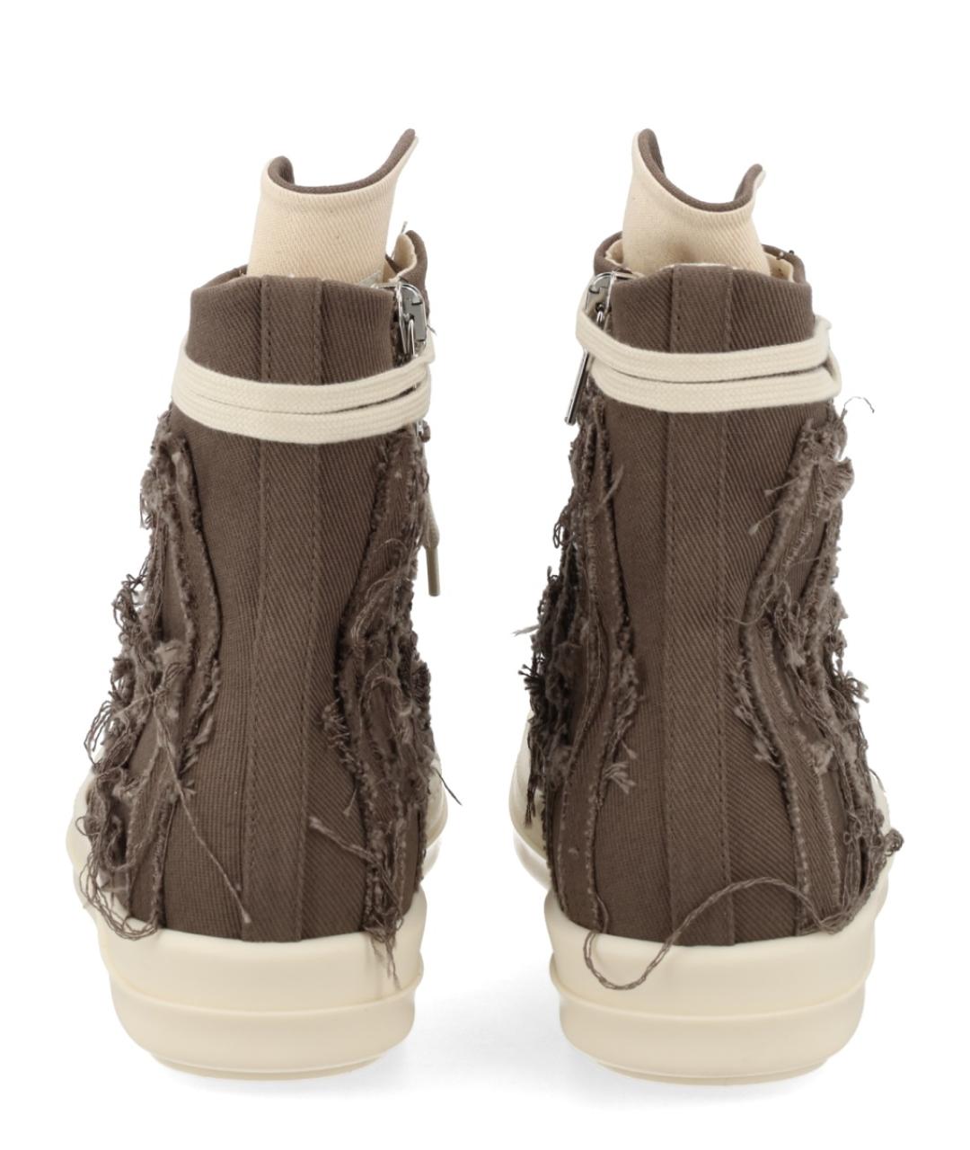 RICK OWENS DRKSHDW Коричневые текстильные высокие кроссовки / кеды, фото 3