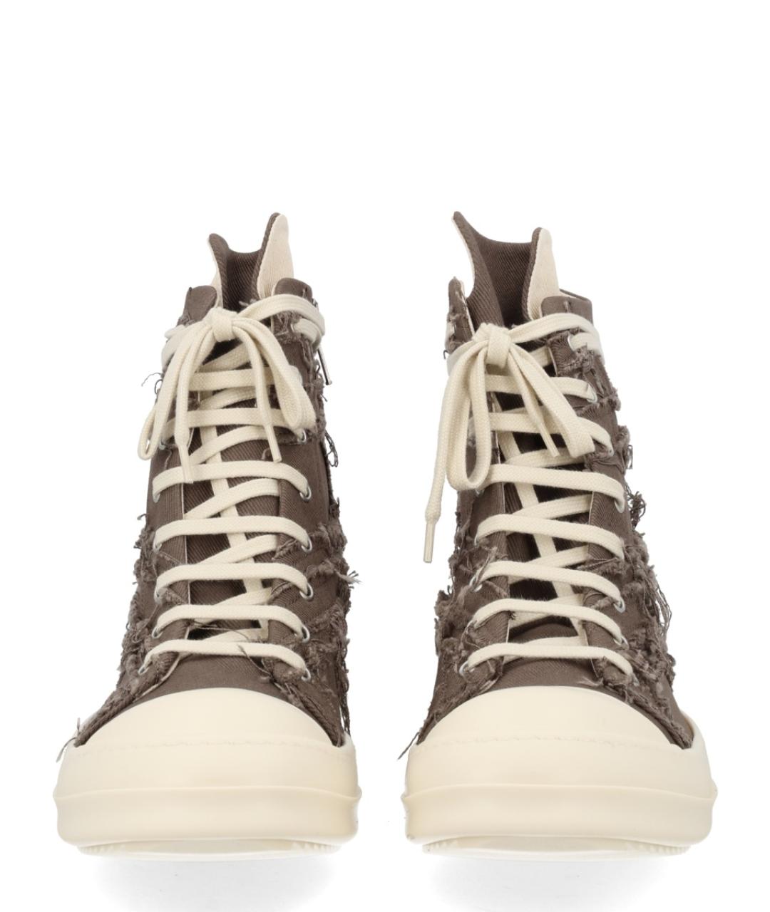 RICK OWENS DRKSHDW Коричневые текстильные высокие кроссовки / кеды, фото 2