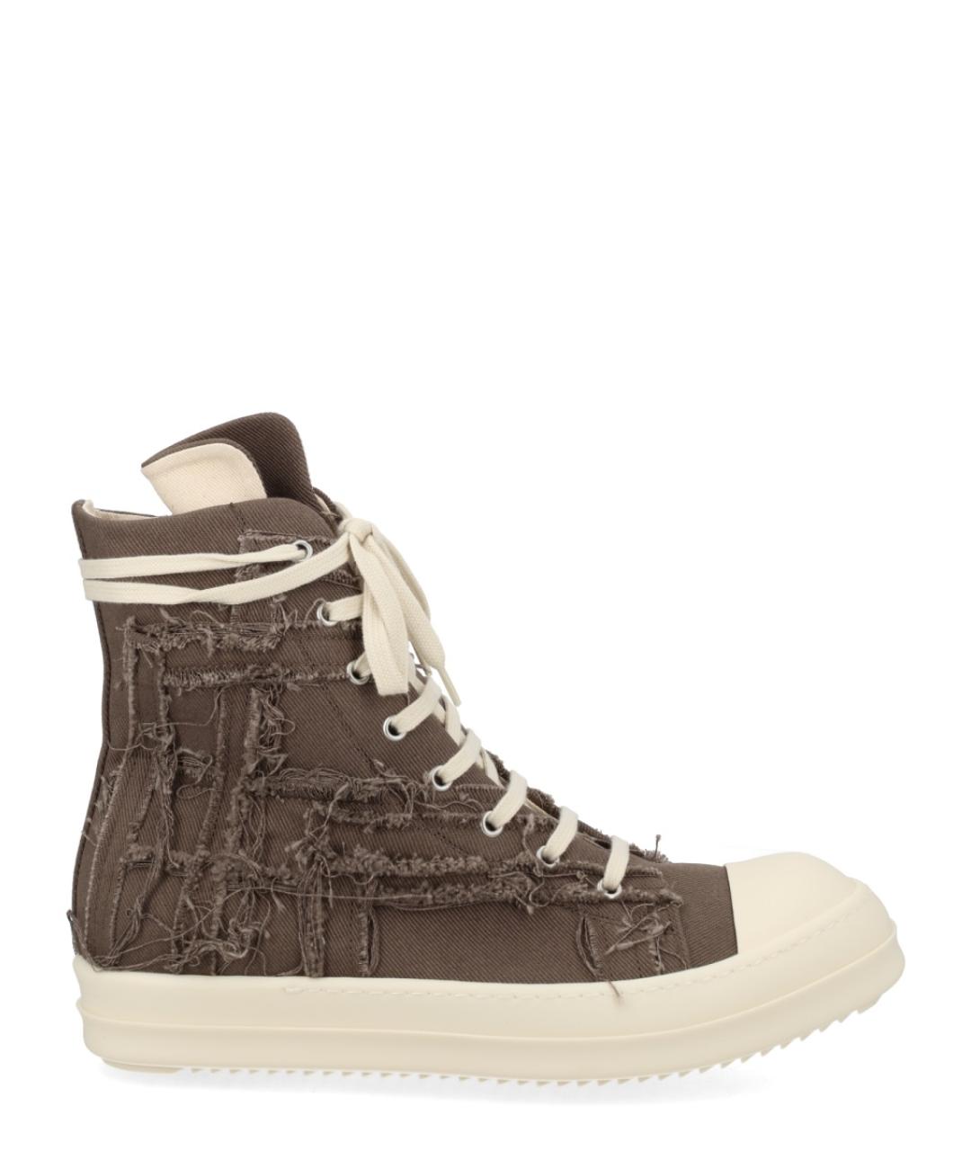 RICK OWENS DRKSHDW Коричневые текстильные высокие кроссовки / кеды, фото 1