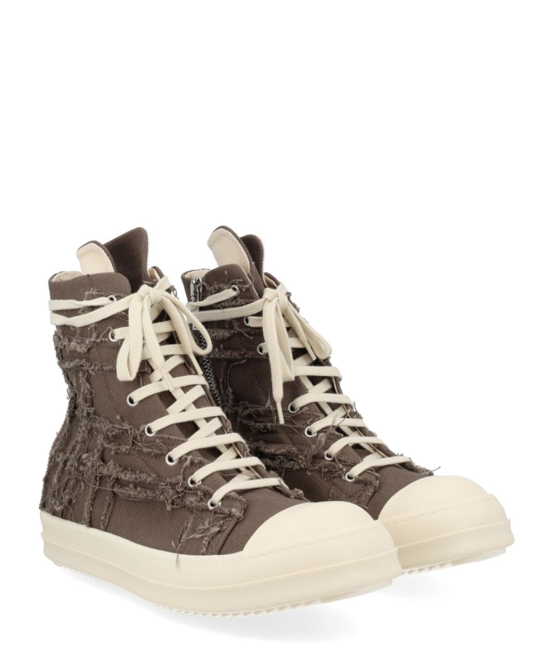 RICK OWENS DRKSHDW Коричневые текстильные высокие кроссовки / кеды, фото 4