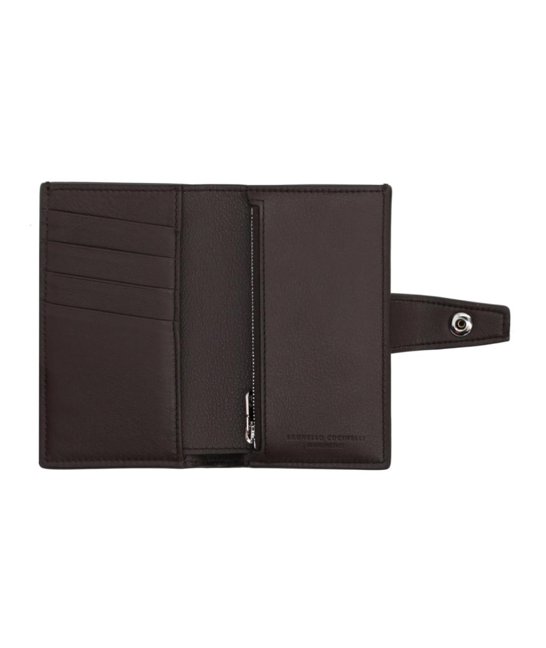 BRUNELLO CUCINELLI Коричневый кожаный кошелек, фото 3