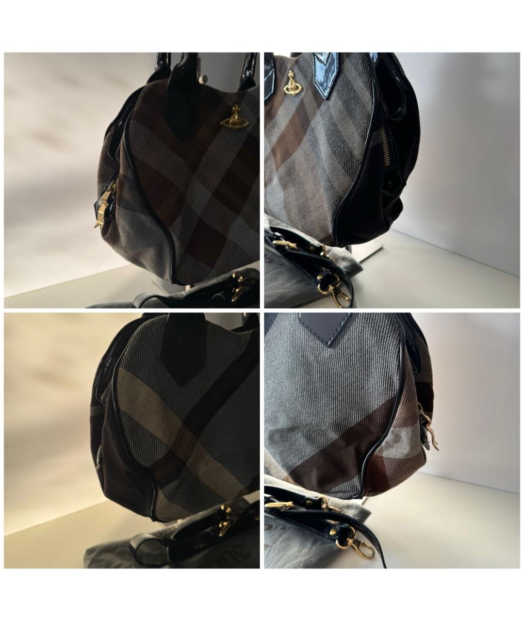 VIVIENNE WESTWOOD Коричневая твидовая сумка с короткими ручками, фото 5