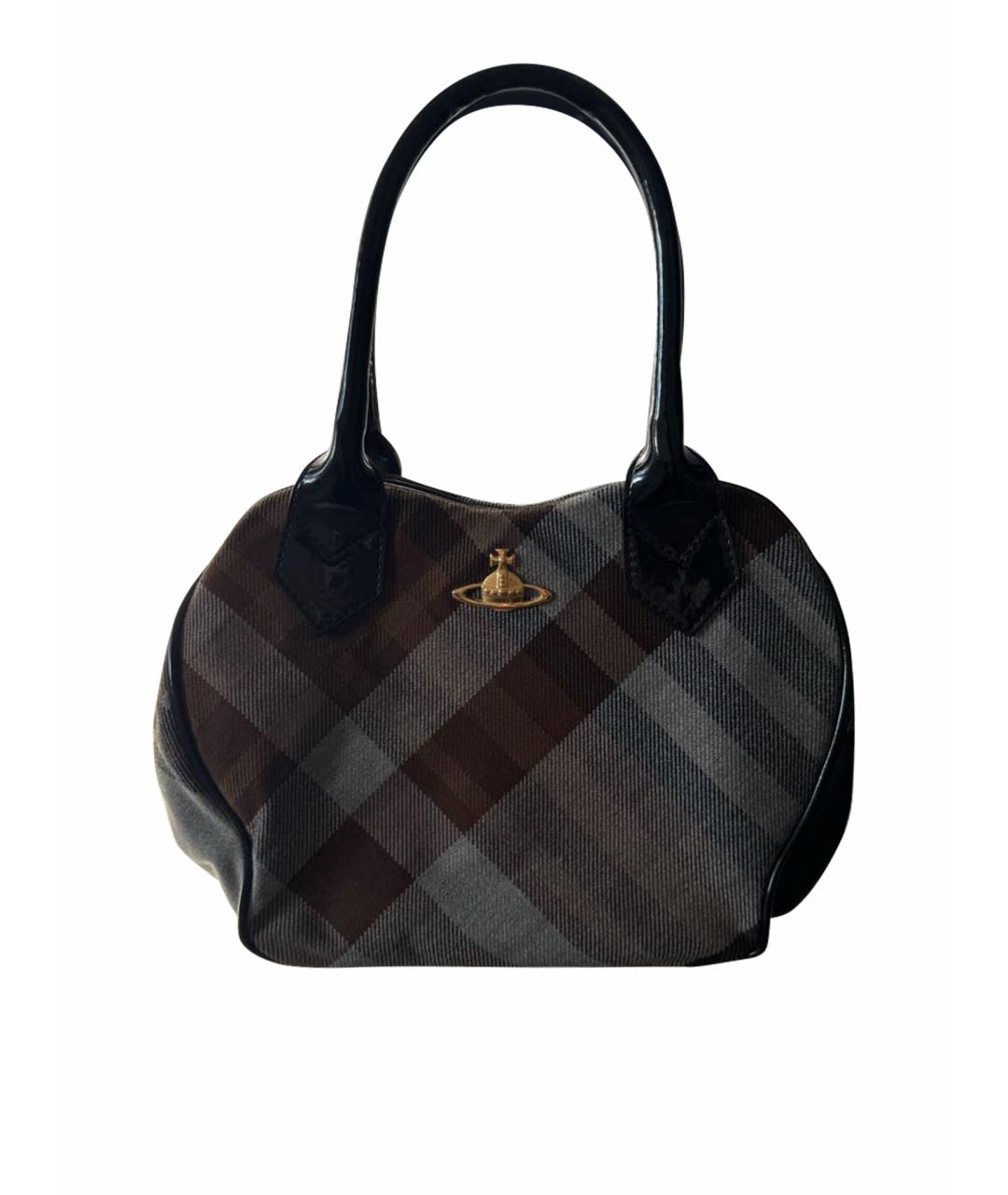 VIVIENNE WESTWOOD Коричневая твидовая сумка с короткими ручками, фото 1