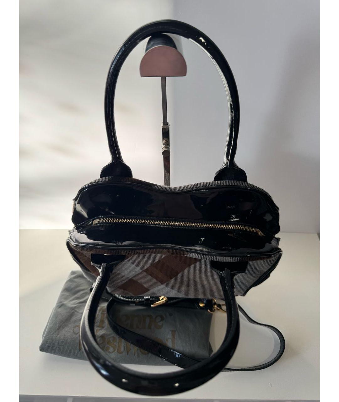 VIVIENNE WESTWOOD Коричневая твидовая сумка с короткими ручками, фото 3