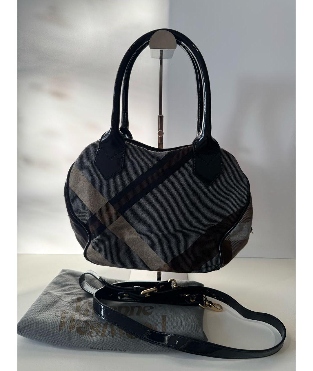 VIVIENNE WESTWOOD Коричневая твидовая сумка с короткими ручками, фото 2