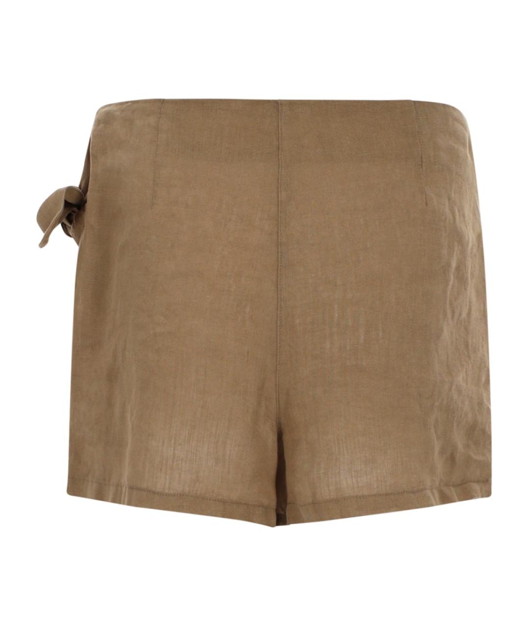 120% LINO Коричневые льняные шорты, фото 2