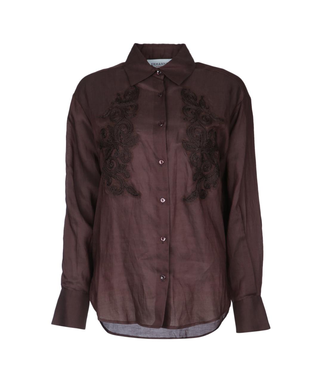 ERMANNO FIRENZE Коричневая вискозная рубашка, фото 1