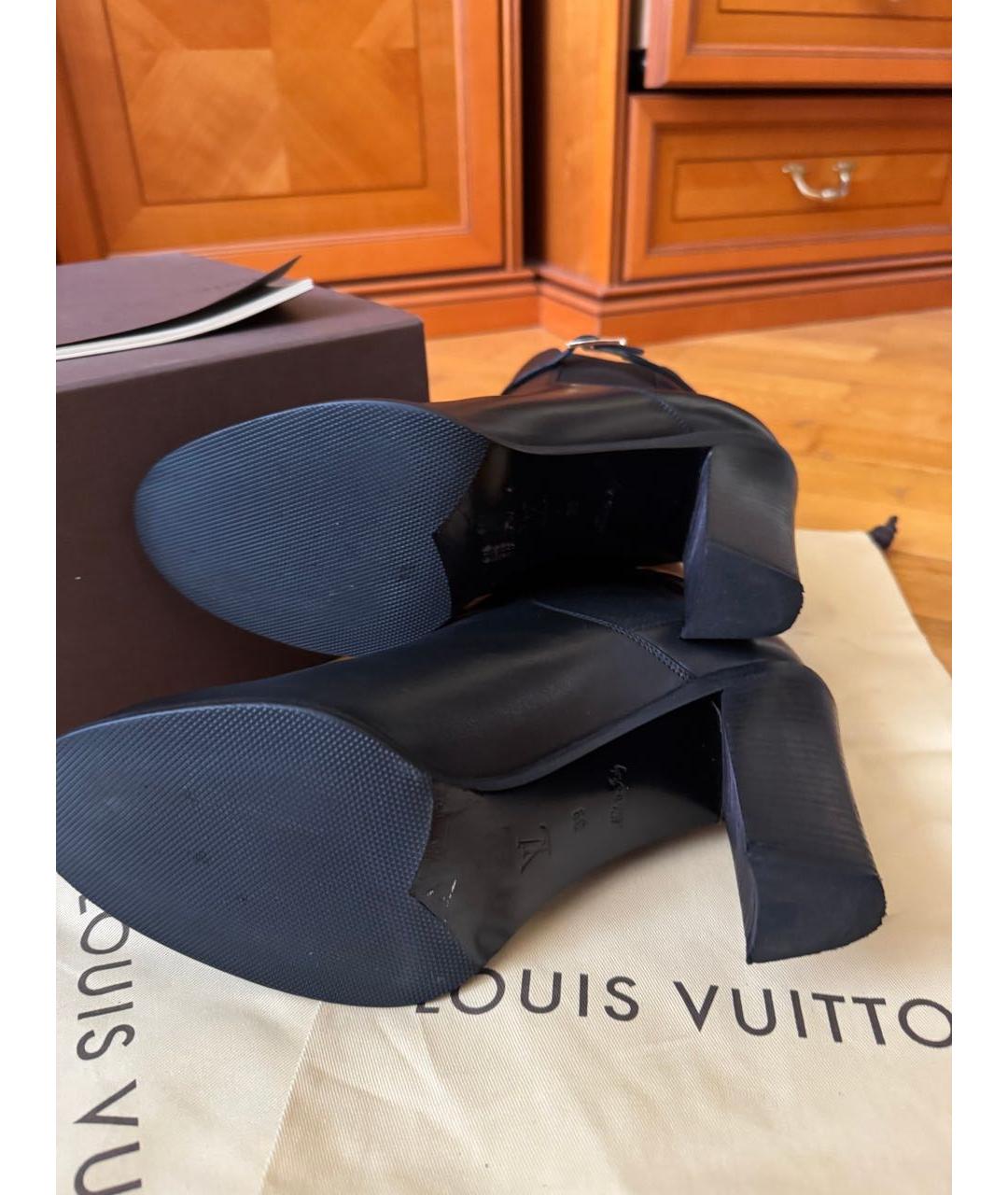 LOUIS VUITTON Черные кожаные ботильоны, фото 3