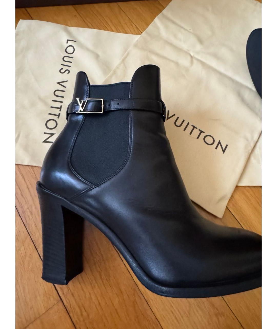 LOUIS VUITTON Черные кожаные ботильоны, фото 5