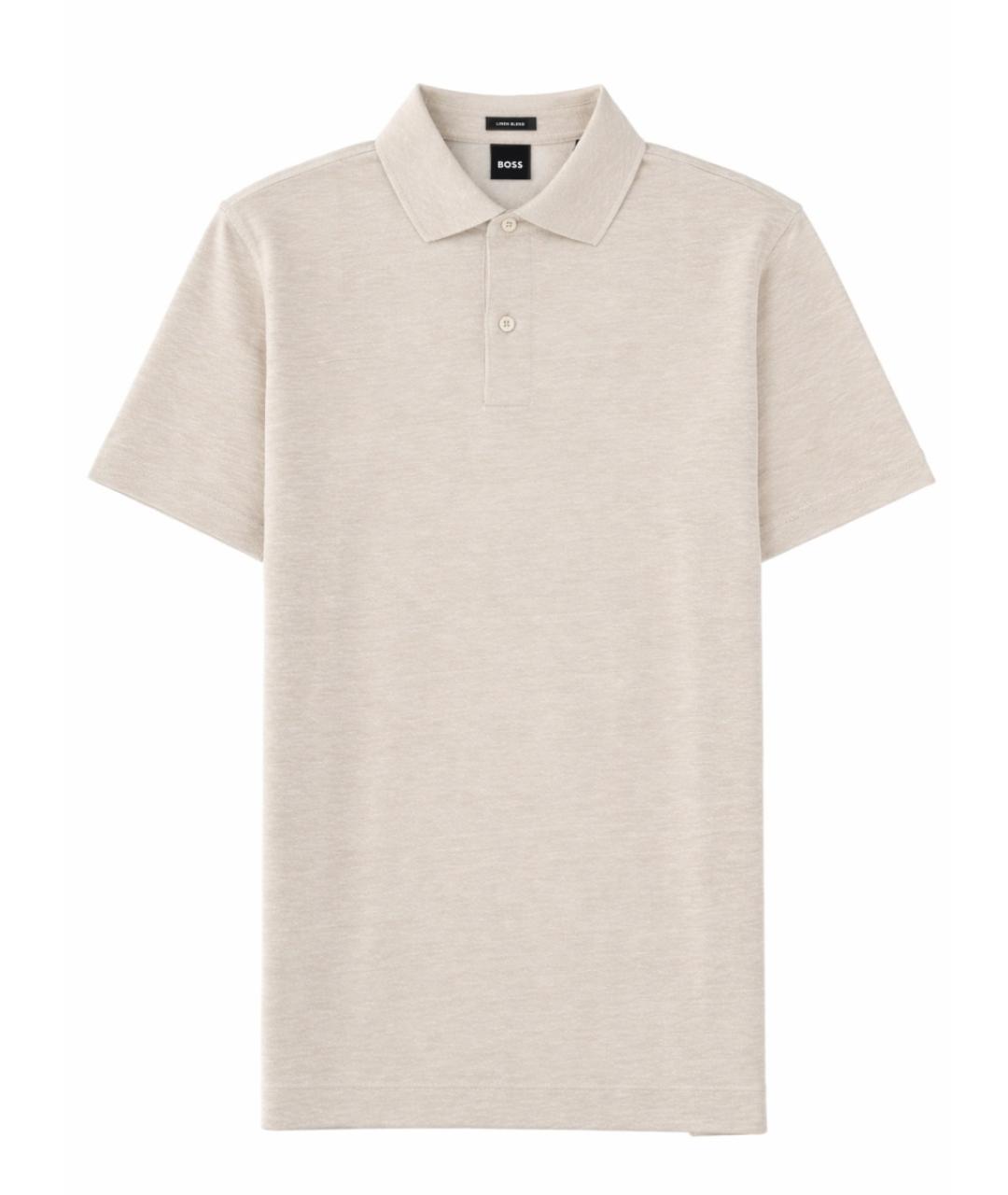 HUGO BOSS Бежевое хлопковое поло с коротким рукавом, фото 1