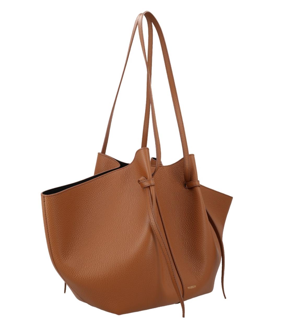 YUZEFI Коричневая кожаная сумка через плечо, фото 3