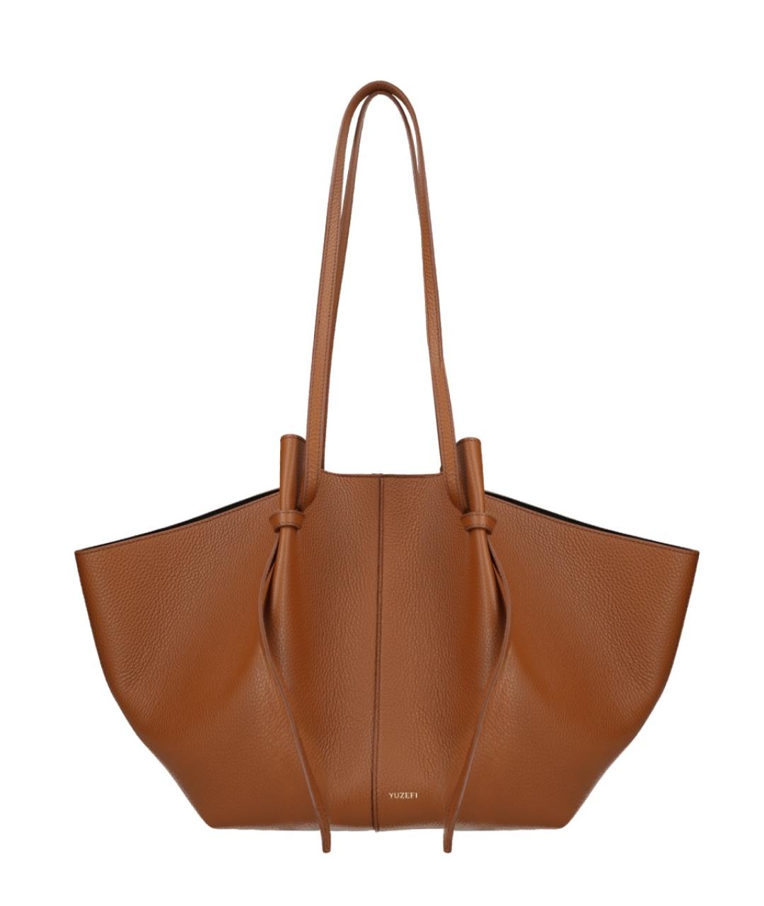 YUZEFI Коричневая кожаная сумка через плечо, фото 1