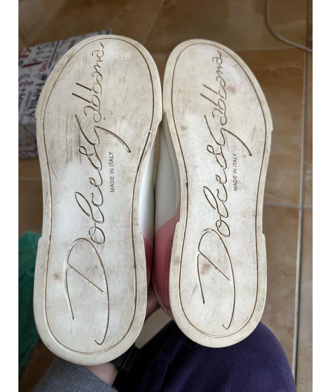 DOLCE&GABBANA Белые кожаные кеды, фото 6