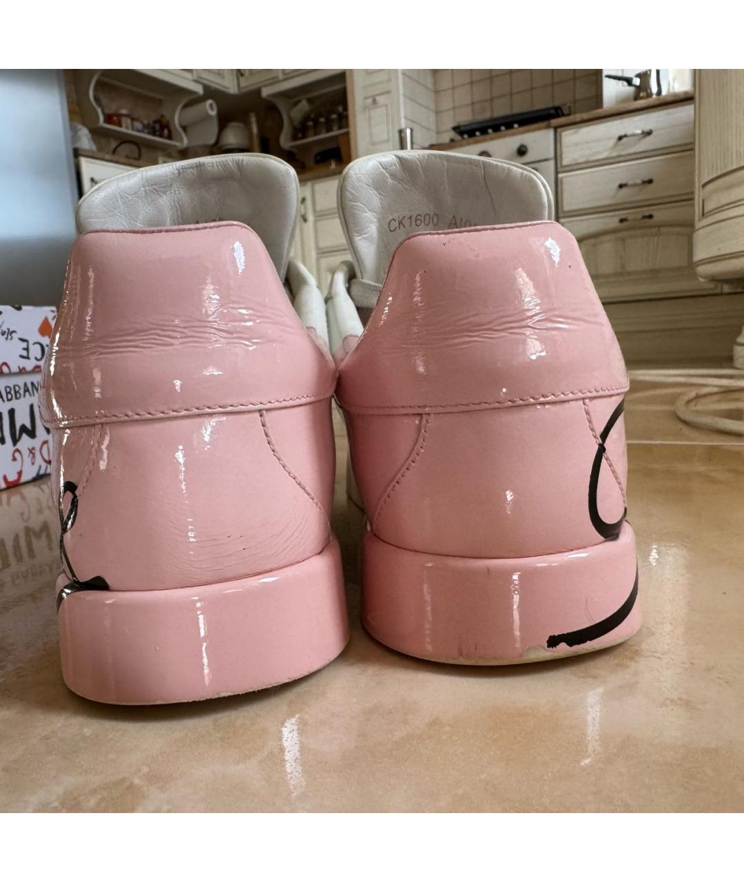 DOLCE&GABBANA Белые кожаные кеды, фото 4