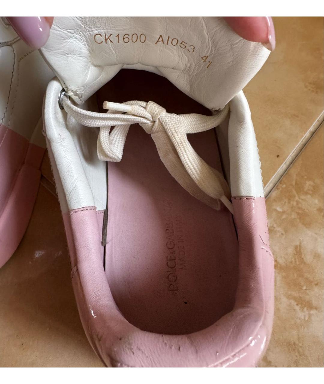 DOLCE&GABBANA Белые кожаные кеды, фото 3