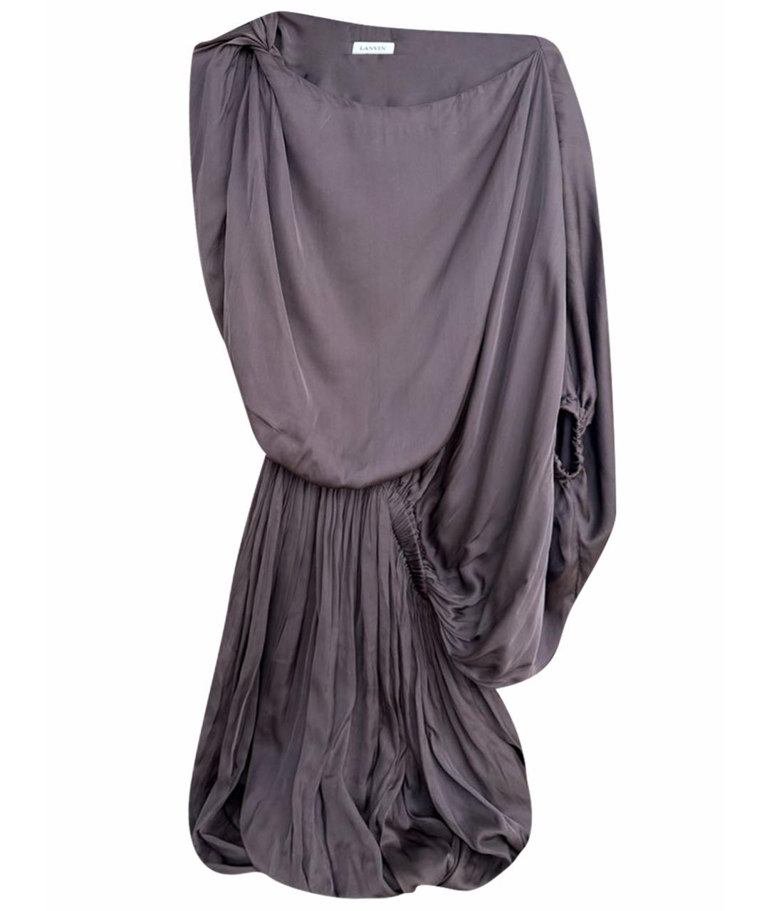 LANVIN Коричневое шелковое вечернее платье, фото 1