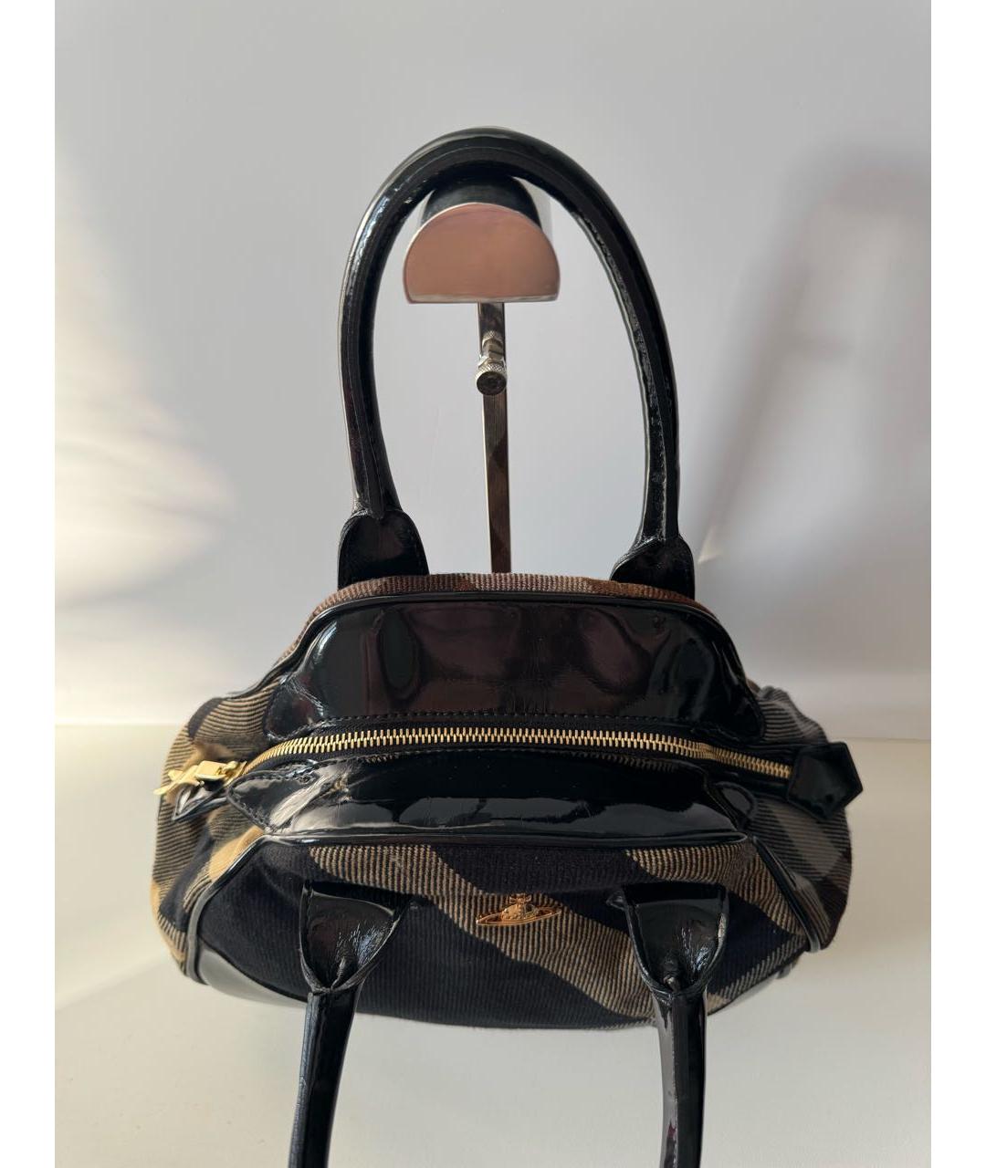 VIVIENNE WESTWOOD Коричневая хлопковая сумка с короткими ручками, фото 3