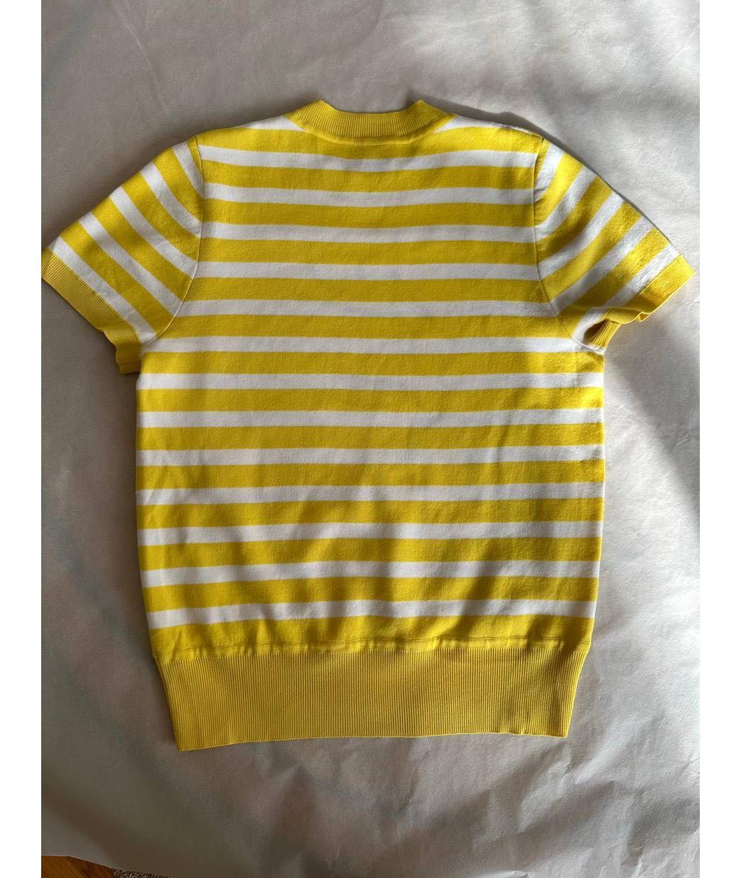 HERMES Желтая шелковая футболка, фото 7