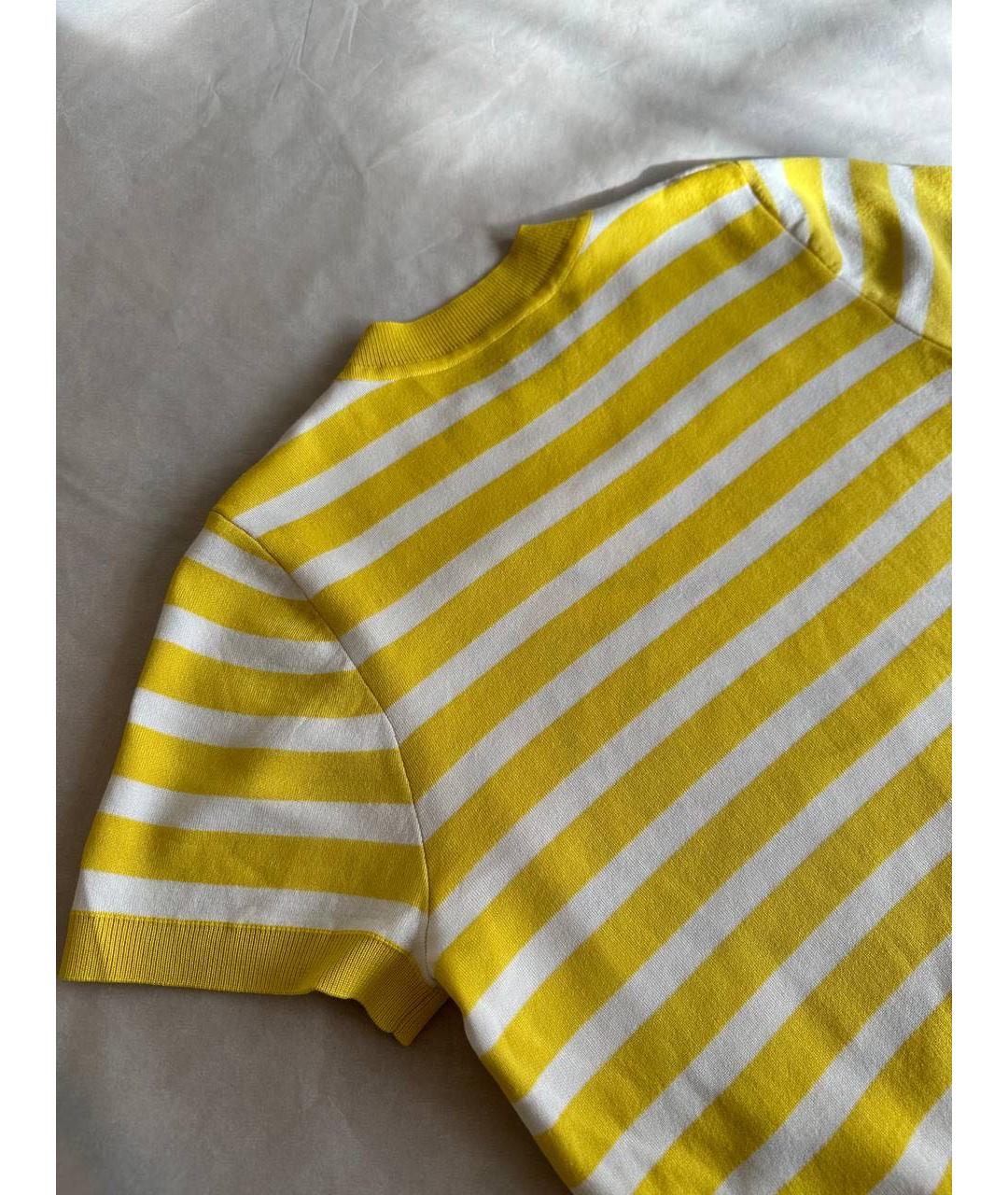 HERMES Желтая шелковая футболка, фото 6