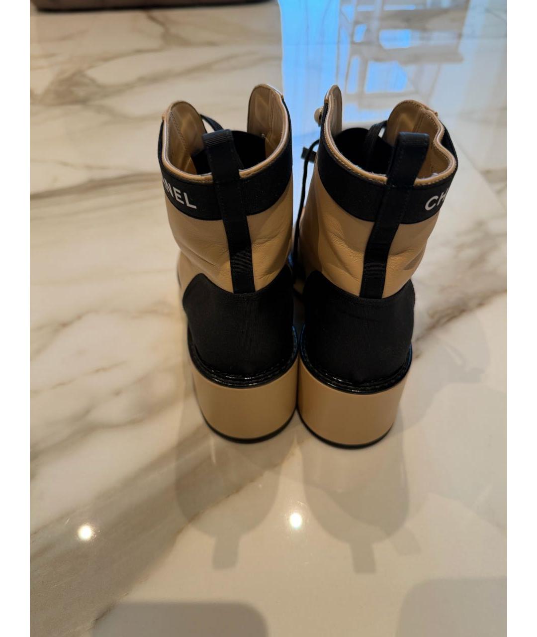 CHANEL Бежевые кожаные ботинки, фото 6