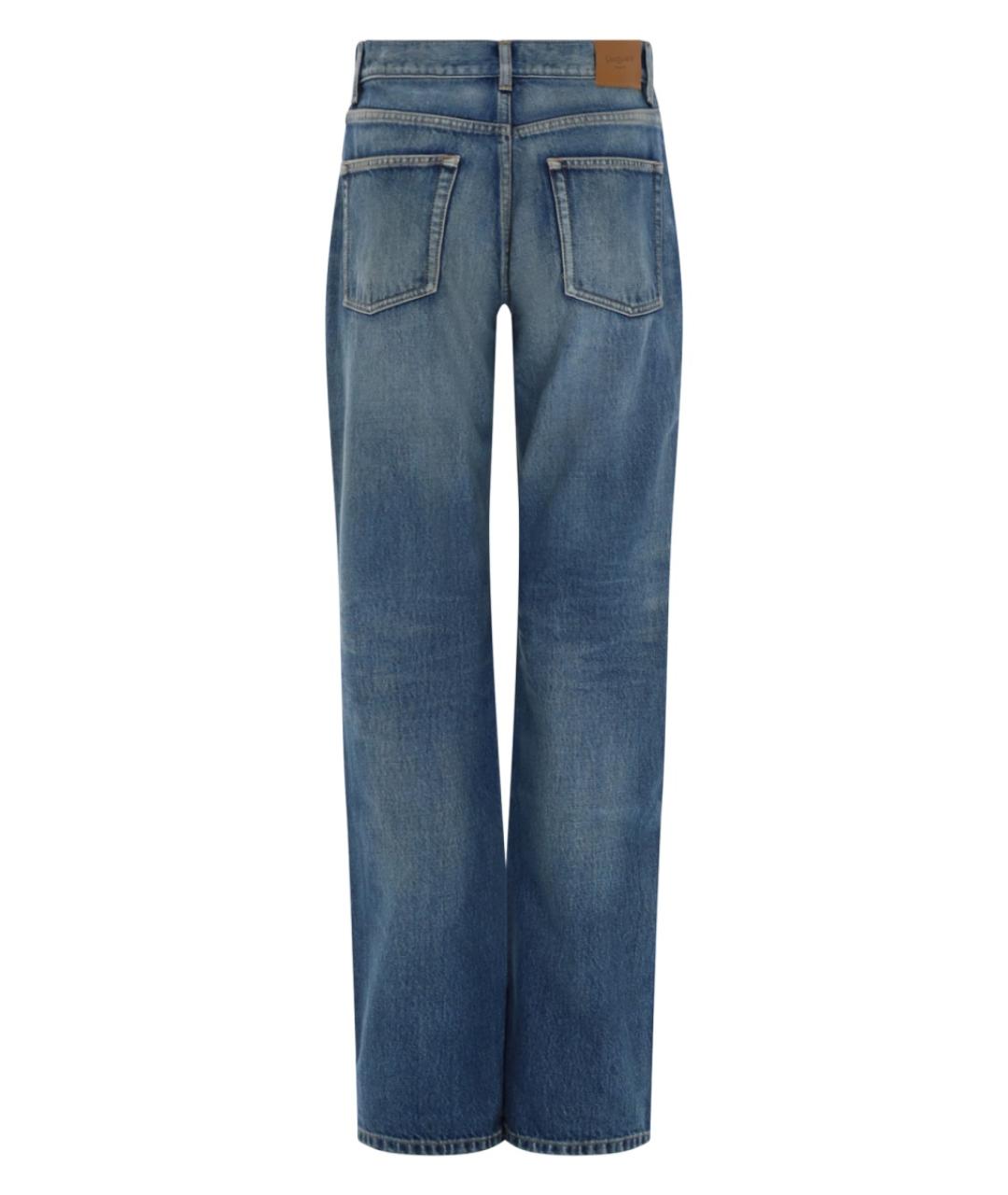 SAINT LAURENT Синие хлопковые прямые джинсы, фото 2