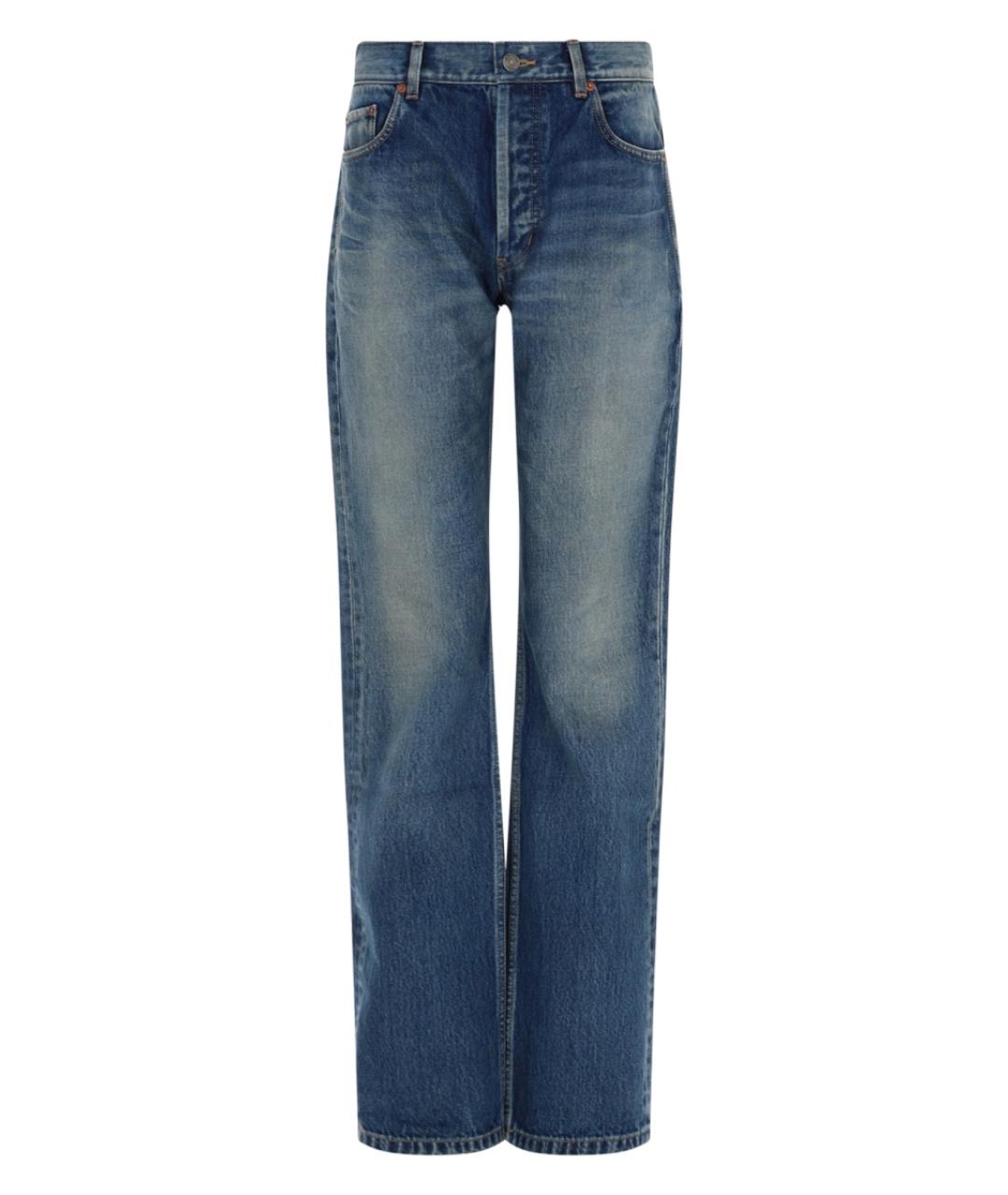 SAINT LAURENT Синие хлопковые прямые джинсы, фото 1