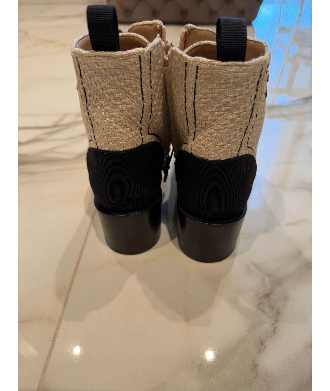 CHANEL Бежевые текстильные ботинки, фото 4
