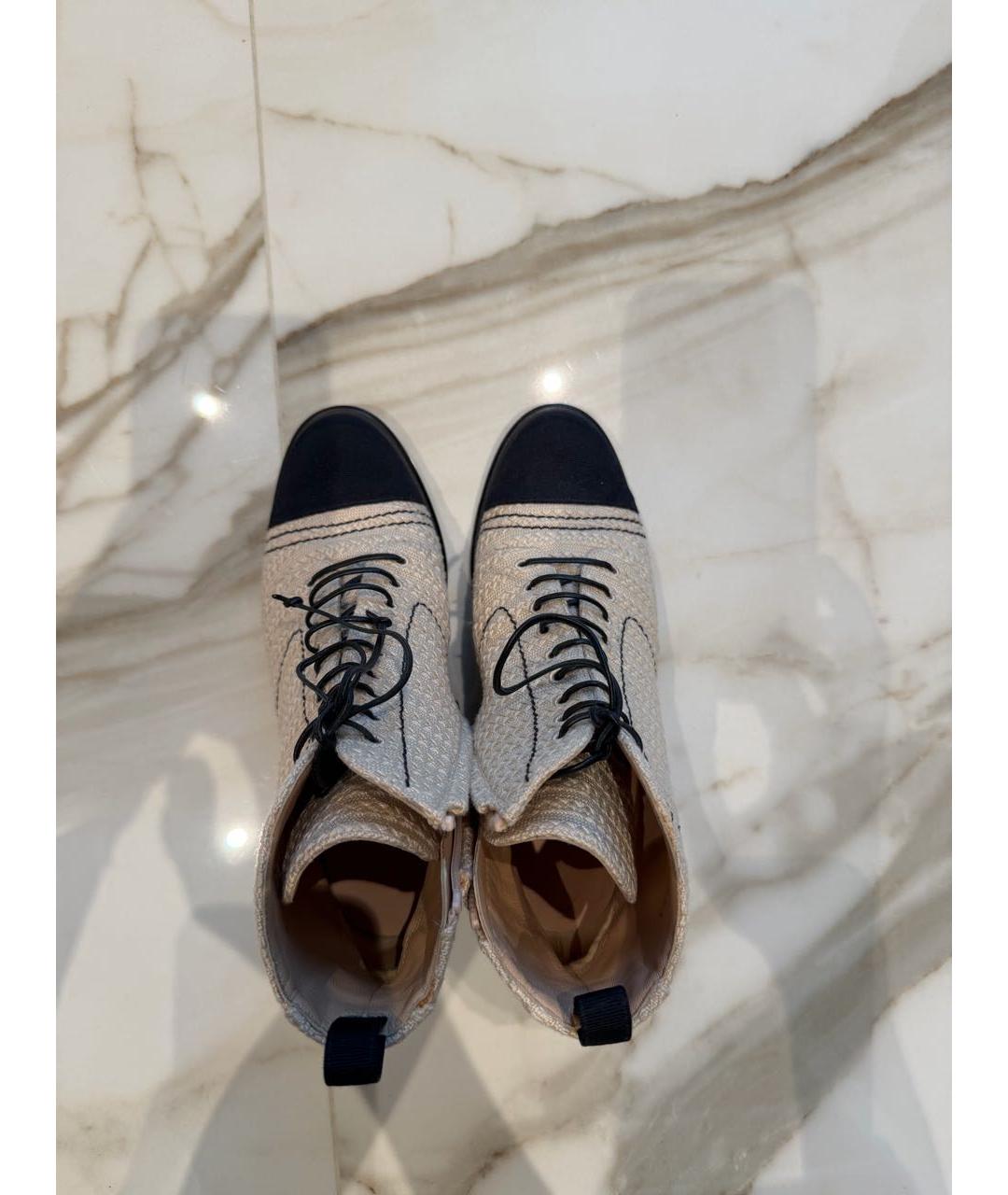 CHANEL Бежевые текстильные ботинки, фото 5