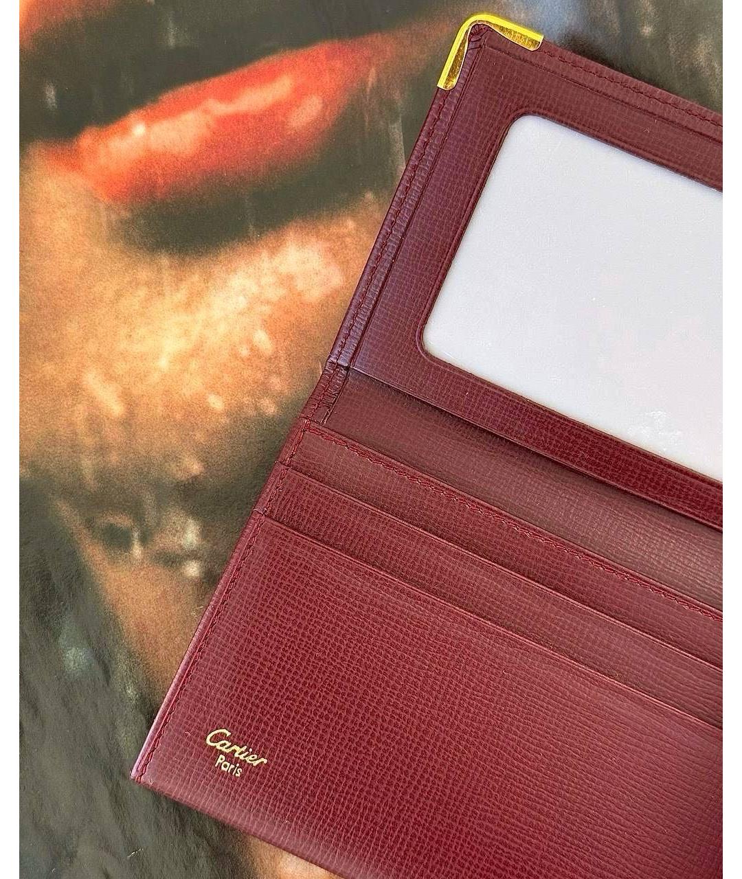 CARTIER Бордовый кожаный кардхолдер, фото 3