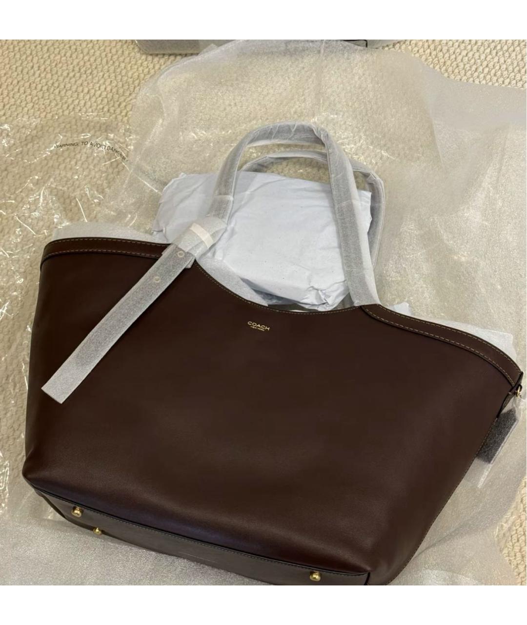 COACH Коричневая кожаная сумка тоут, фото 7