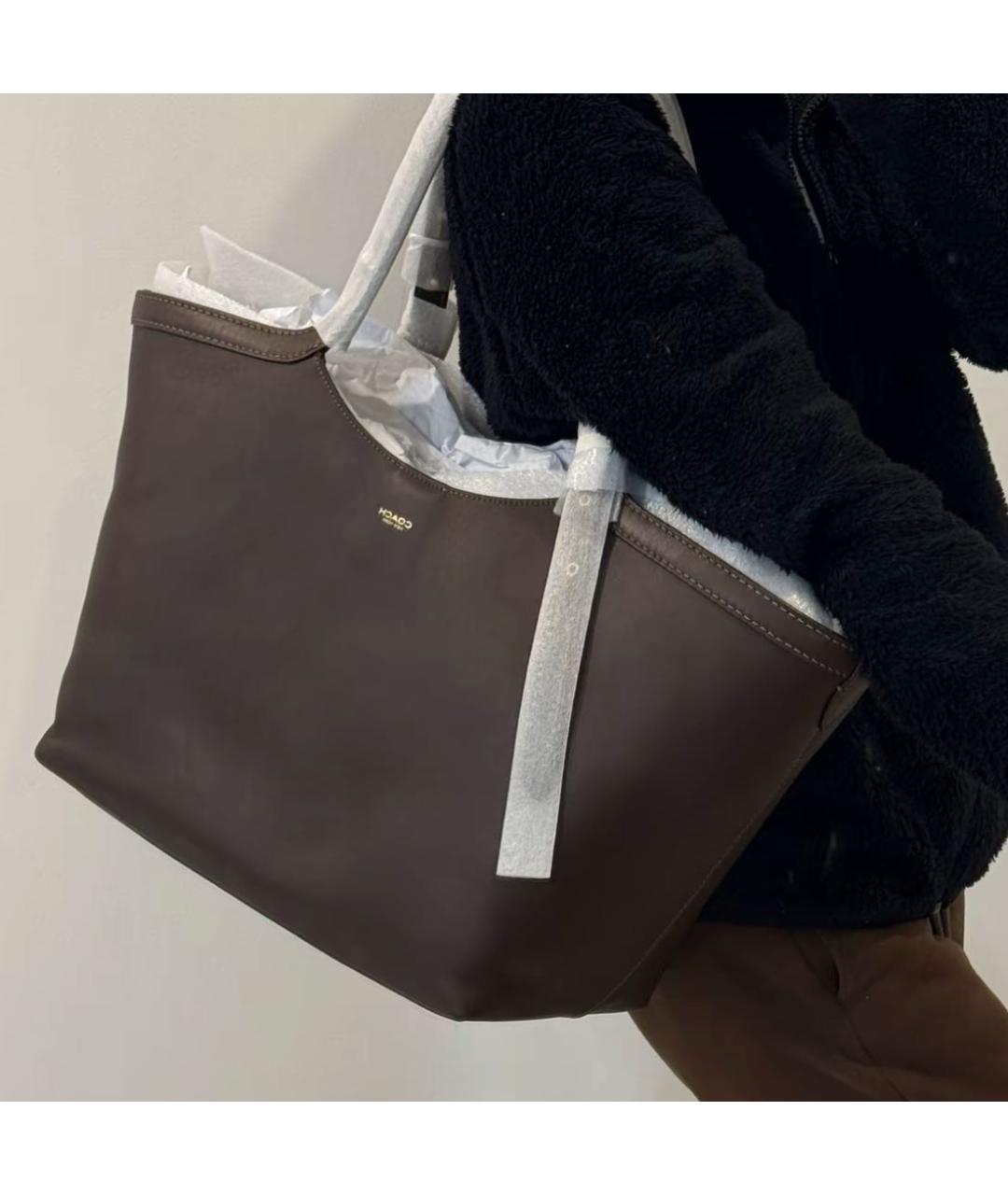 COACH Коричневая кожаная сумка тоут, фото 8