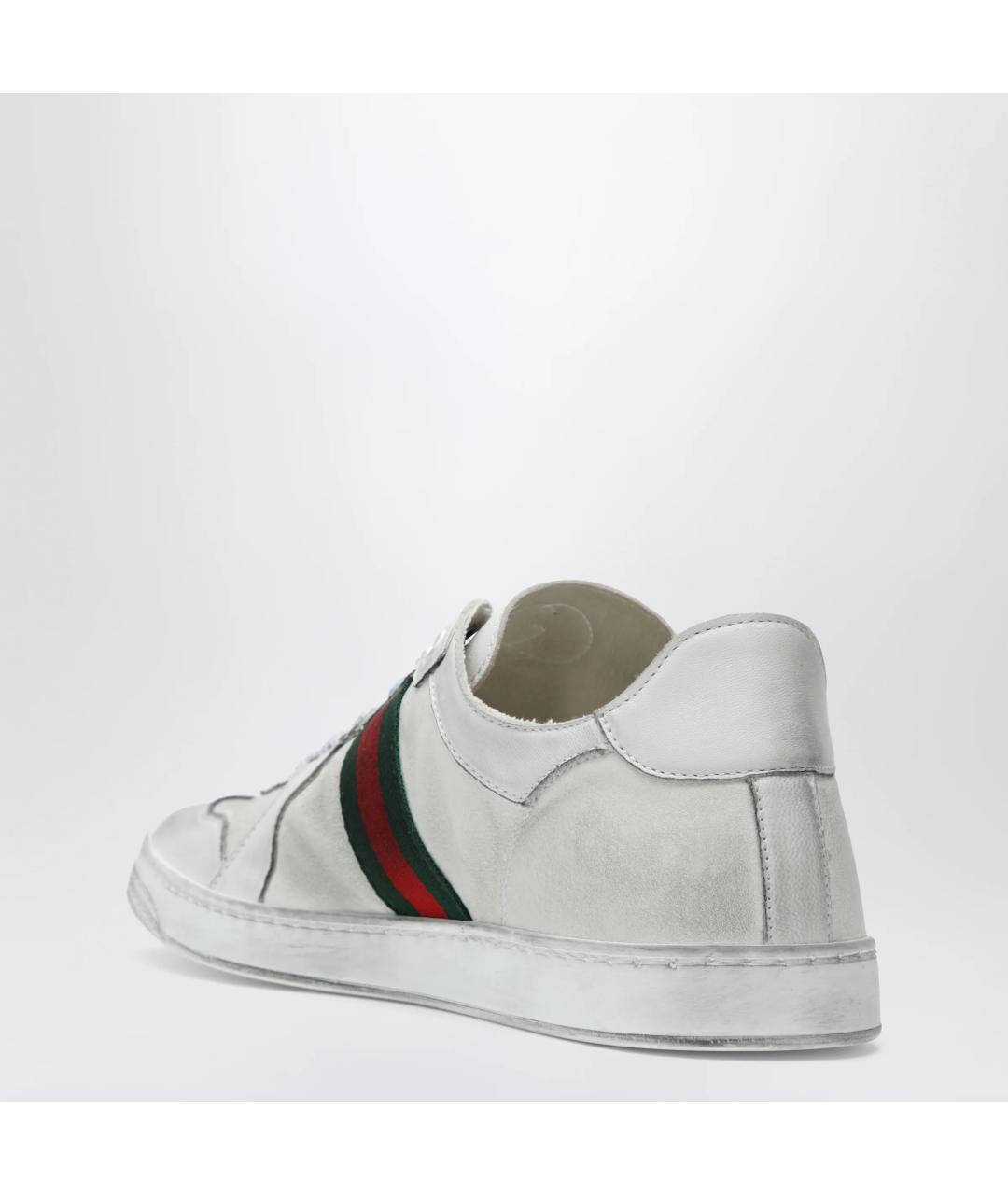 GUCCI Белые кожаные низкие кроссовки / кеды, фото 2