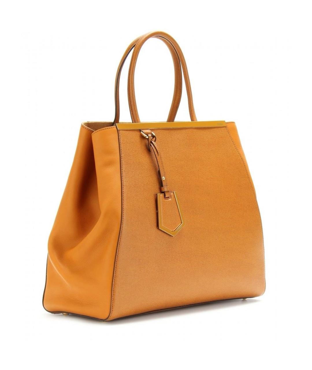 FENDI Горчичная кожаная сумка с короткими ручками, фото 9