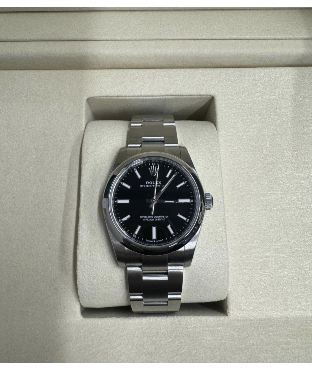 ROLEX Черные металлические часы, фото 3