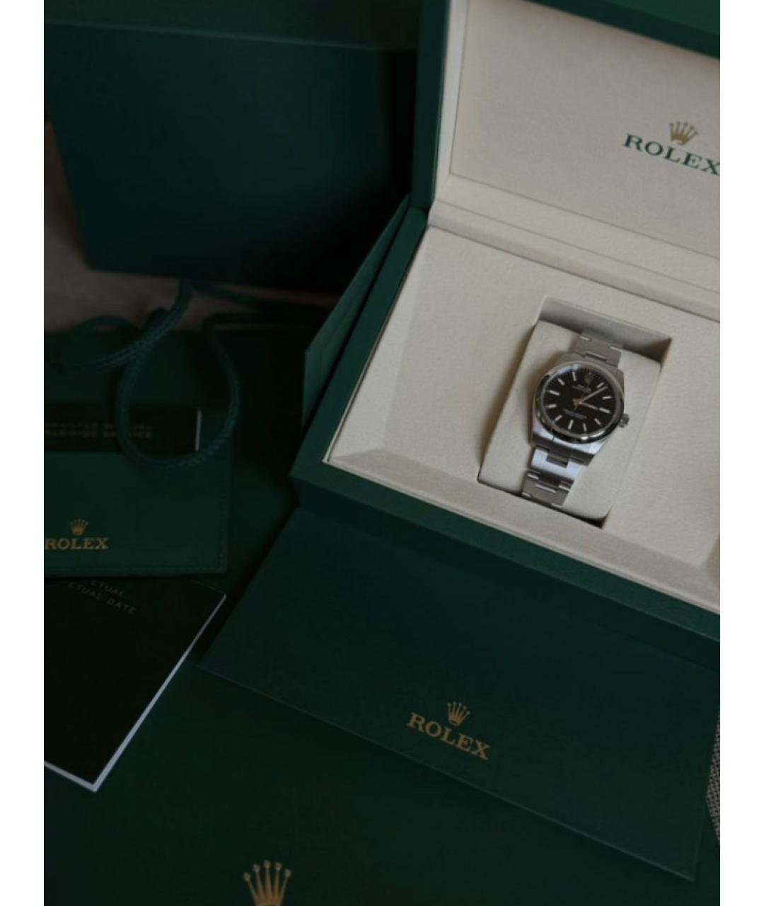 ROLEX Черные металлические часы, фото 2