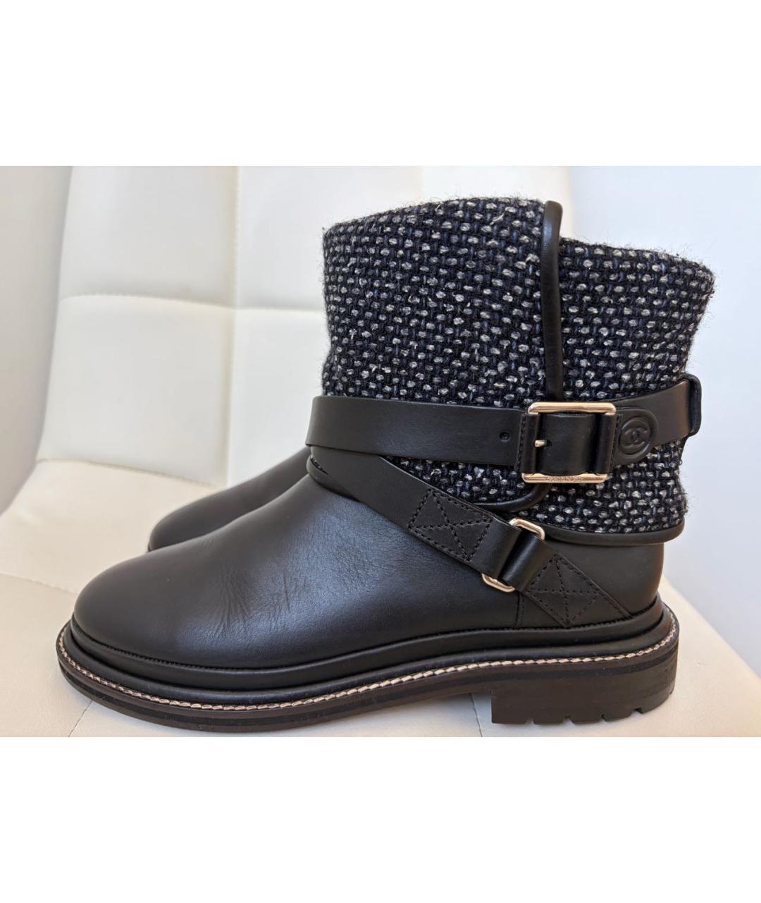 CHANEL Черные кожаные ботинки, фото 2