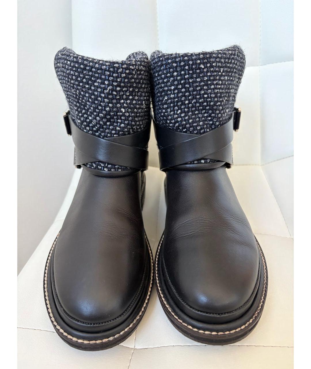 CHANEL Черные кожаные ботинки, фото 6