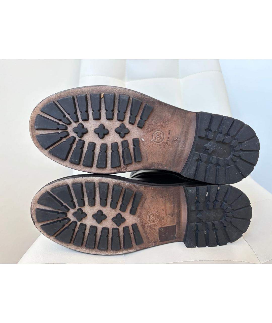 CHANEL Черные кожаные ботинки, фото 7