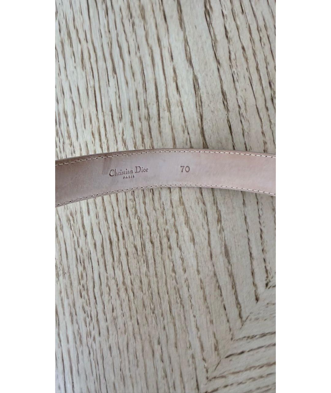 CHRISTIAN DIOR Бежевый кожаный ремень, фото 3
