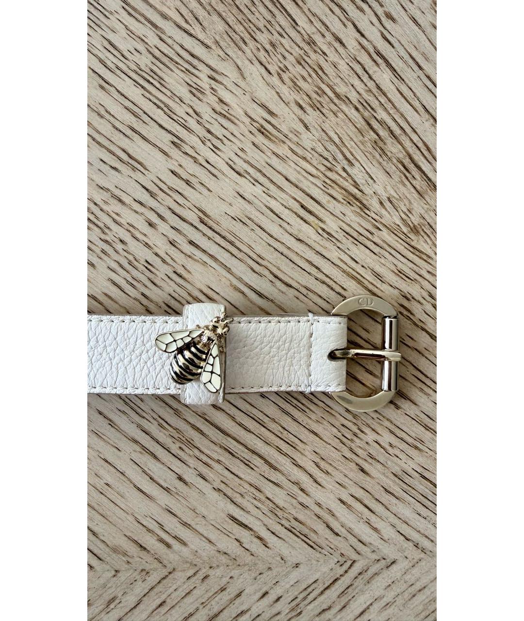 CHRISTIAN DIOR Бежевый кожаный ремень, фото 2