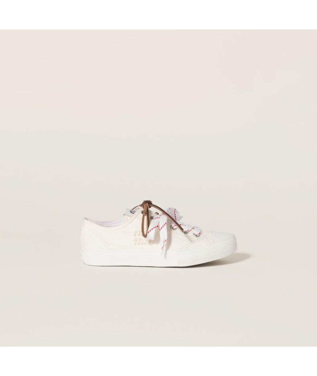 MIU MIU Белые текстильные кроссовки, фото 5