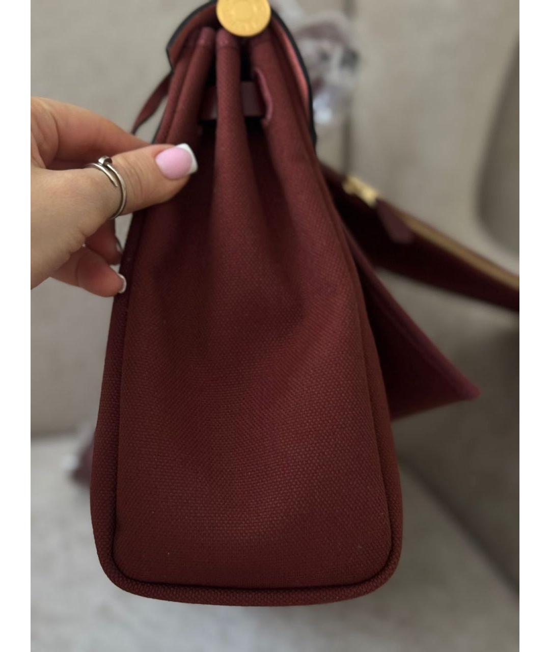 HERMES Бордовая тканевая сумка через плечо, фото 2