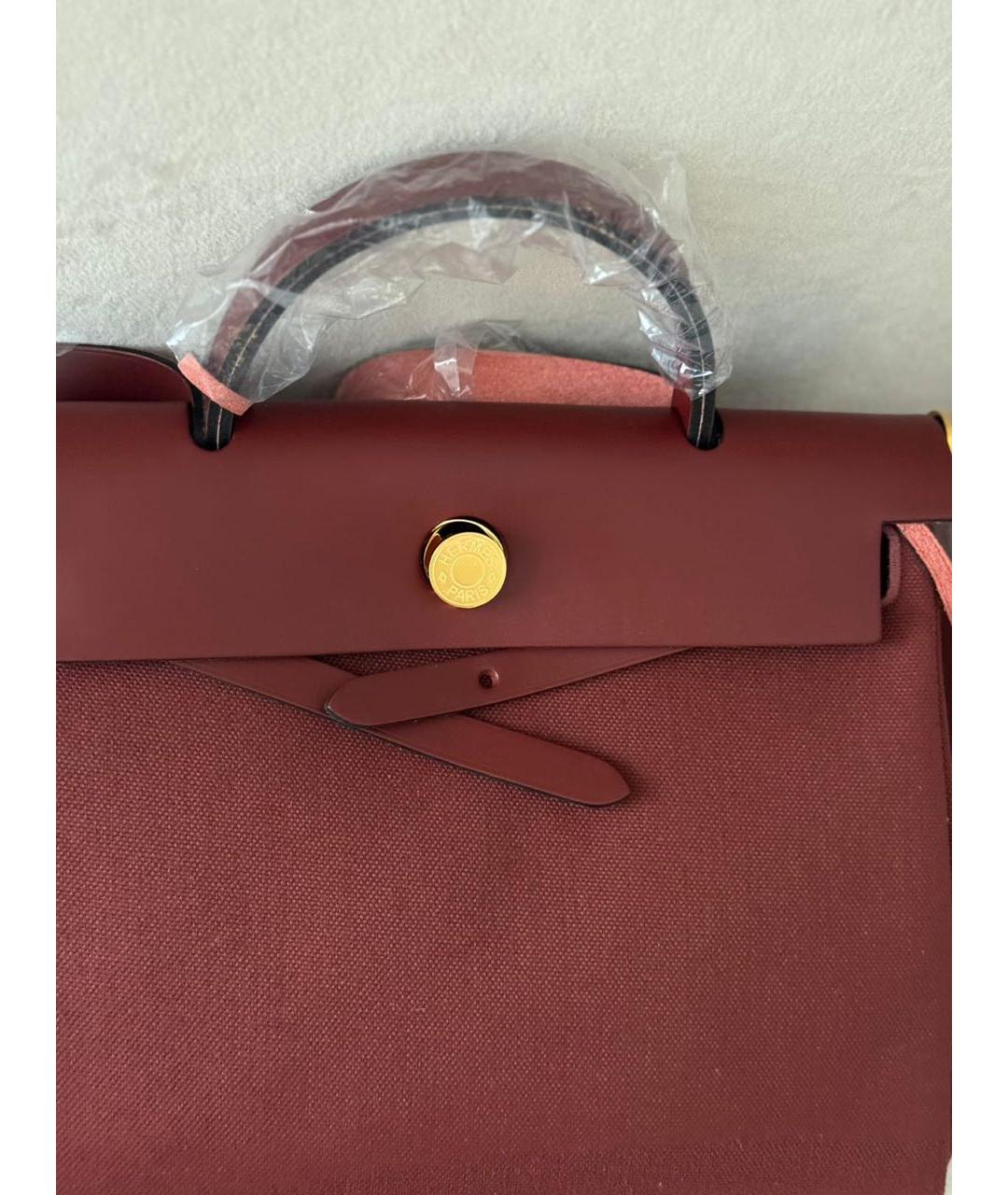 HERMES Бордовая тканевая сумка через плечо, фото 6