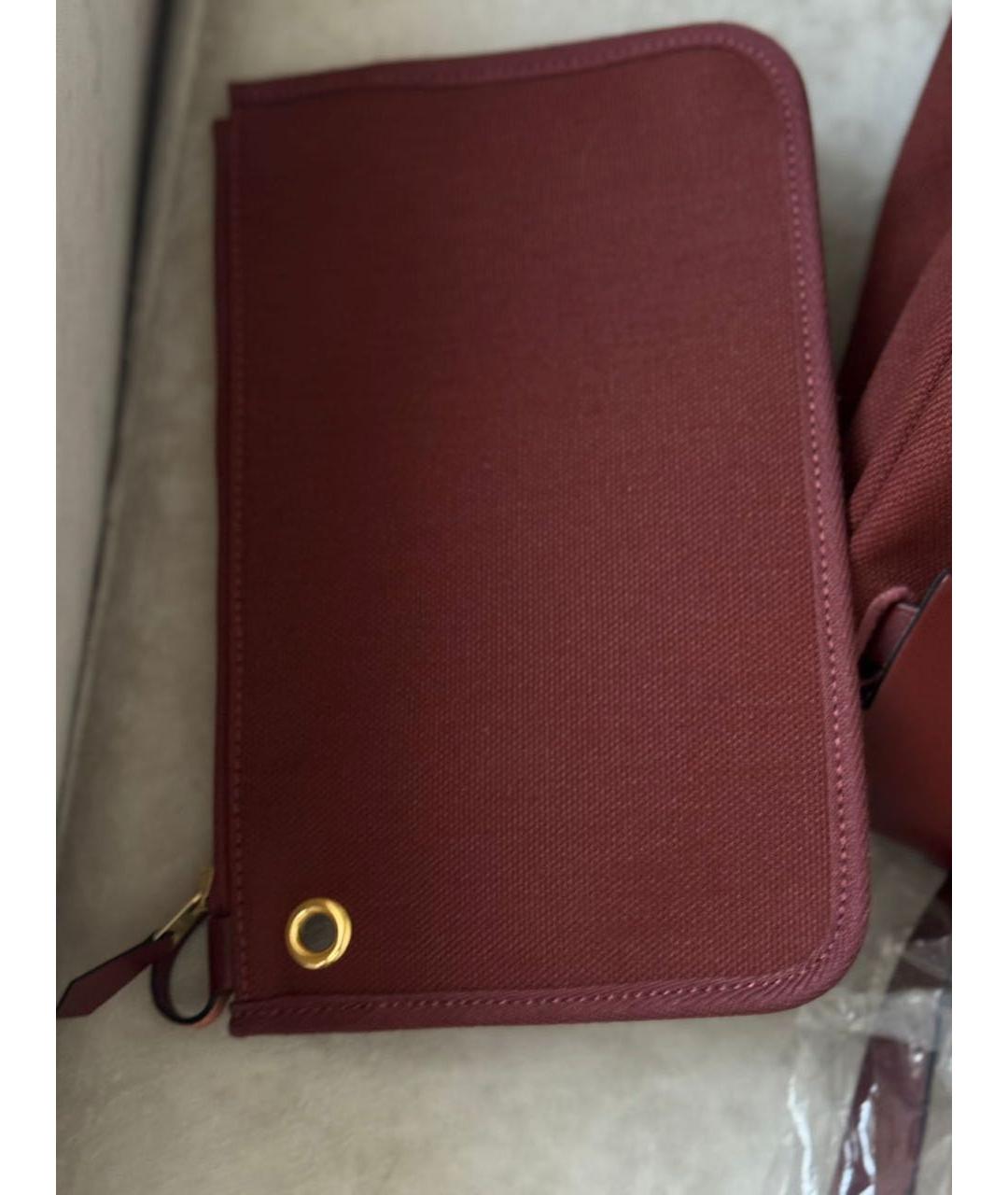 HERMES Бордовая тканевая сумка через плечо, фото 8