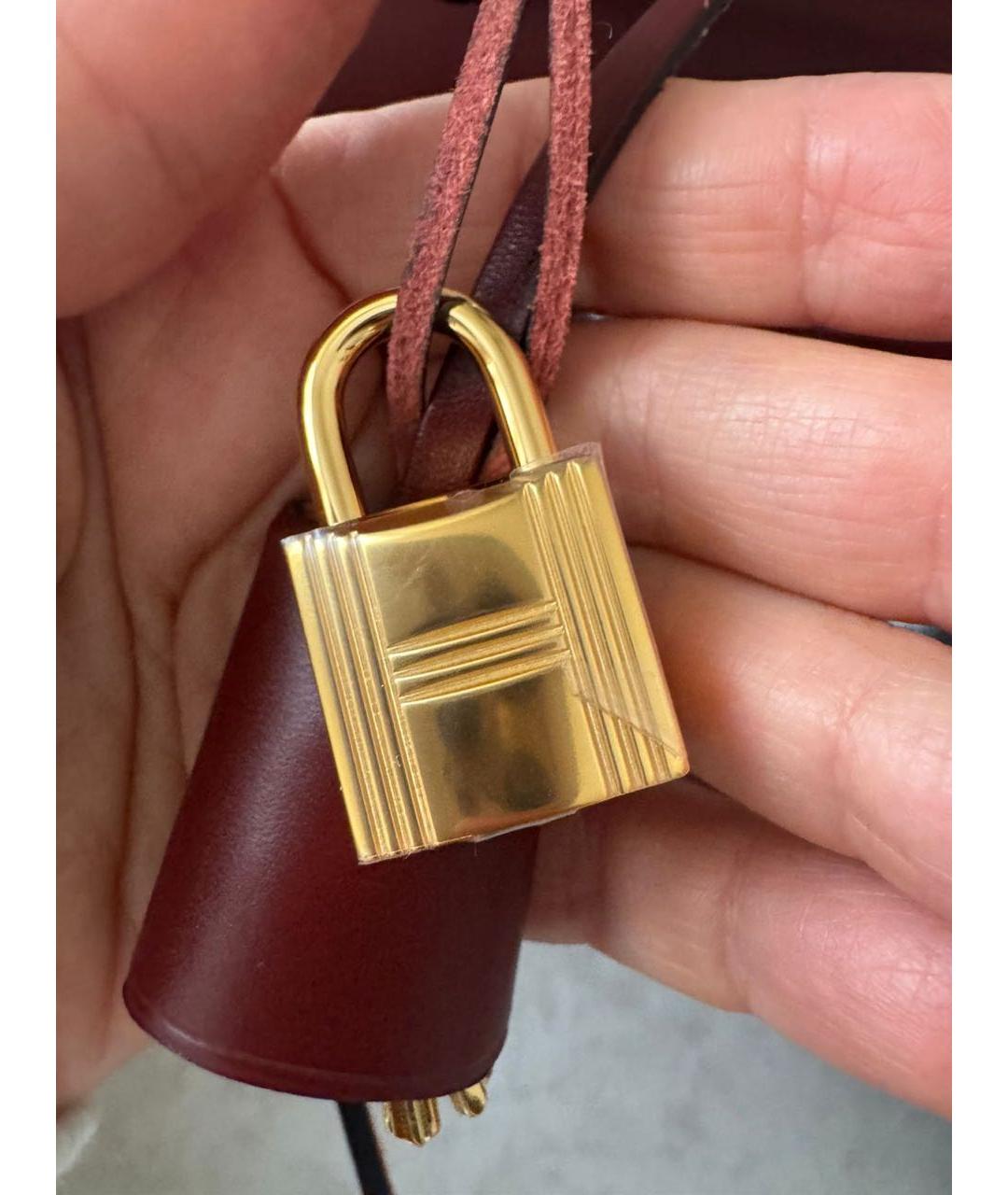 HERMES Бордовая тканевая сумка через плечо, фото 5