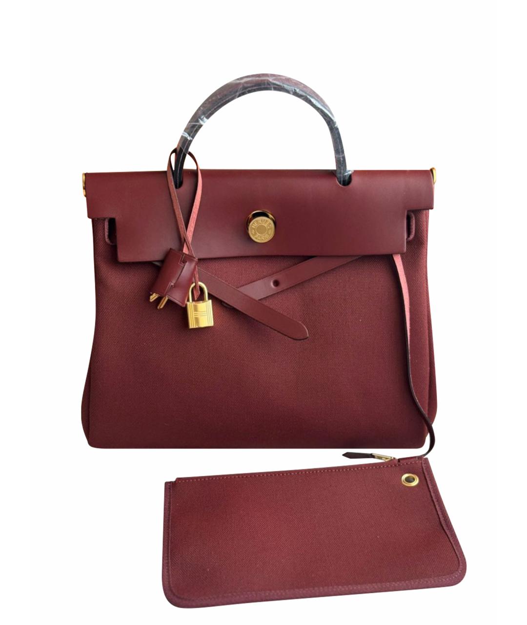 HERMES Бордовая тканевая сумка через плечо, фото 1