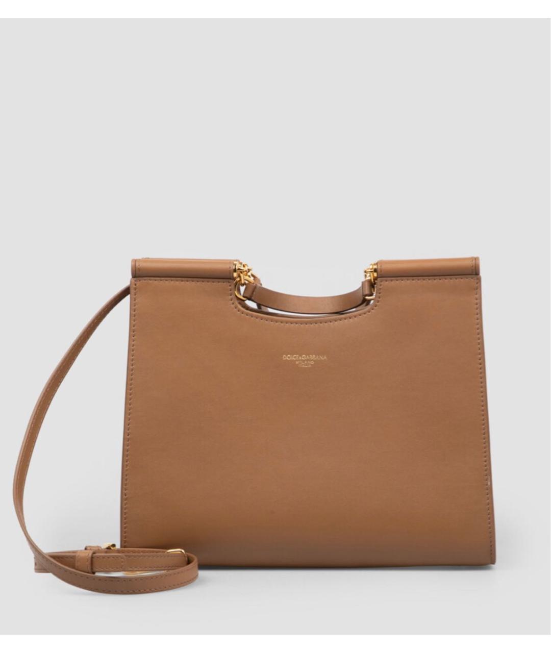 DOLCE&GABBANA Коричневая кожаная сумка тоут, фото 4