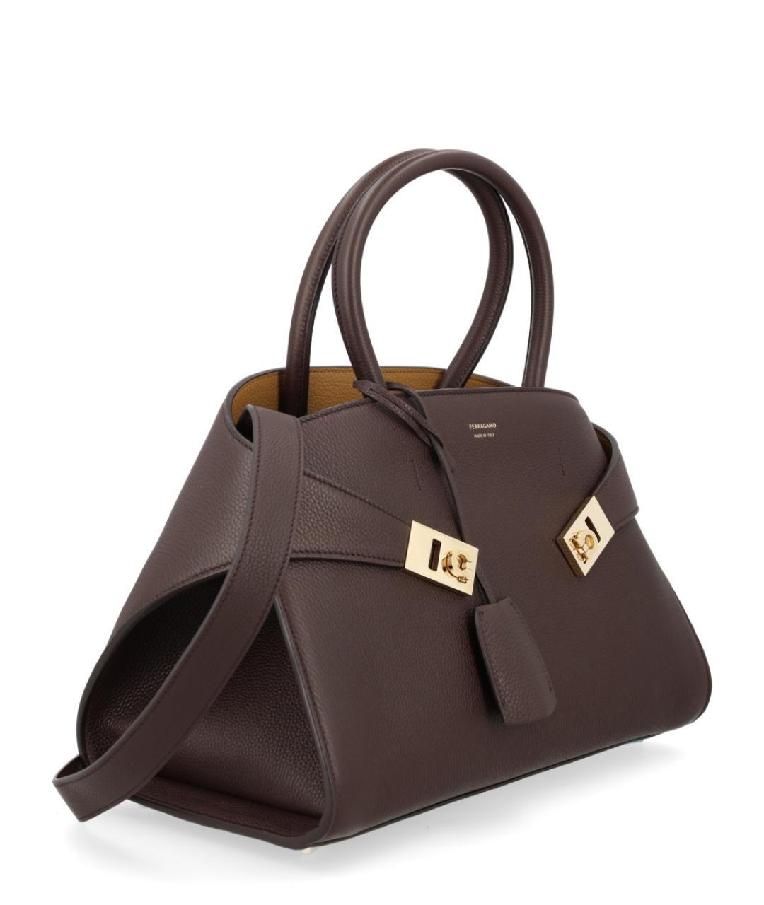 FERRAGAMO Коричневая кожаная сумка тоут, фото 3