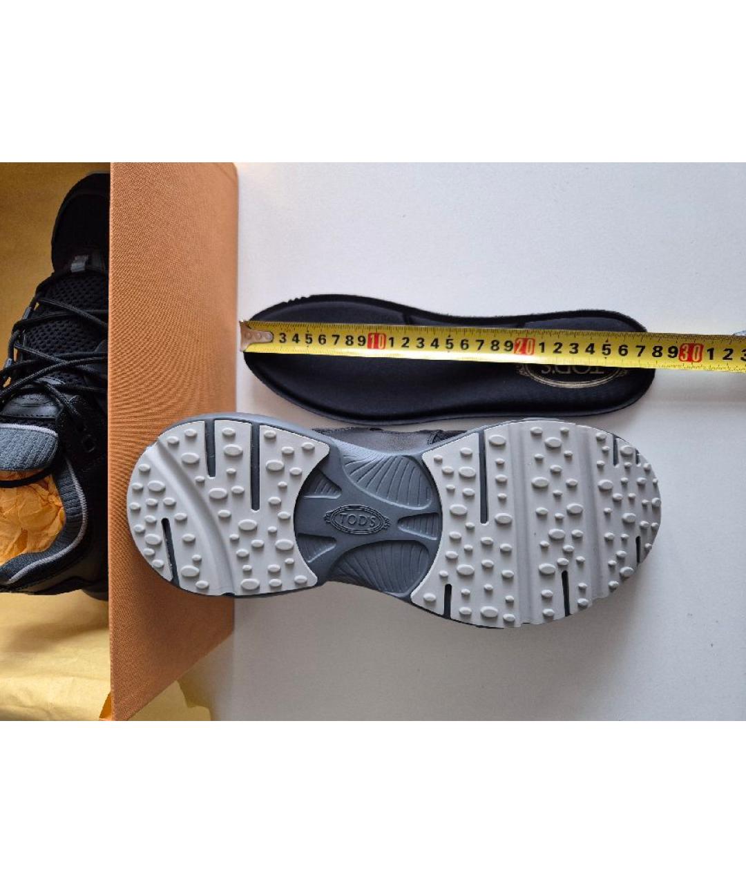 TOD'S Черные кожаные низкие кроссовки / кеды, фото 6