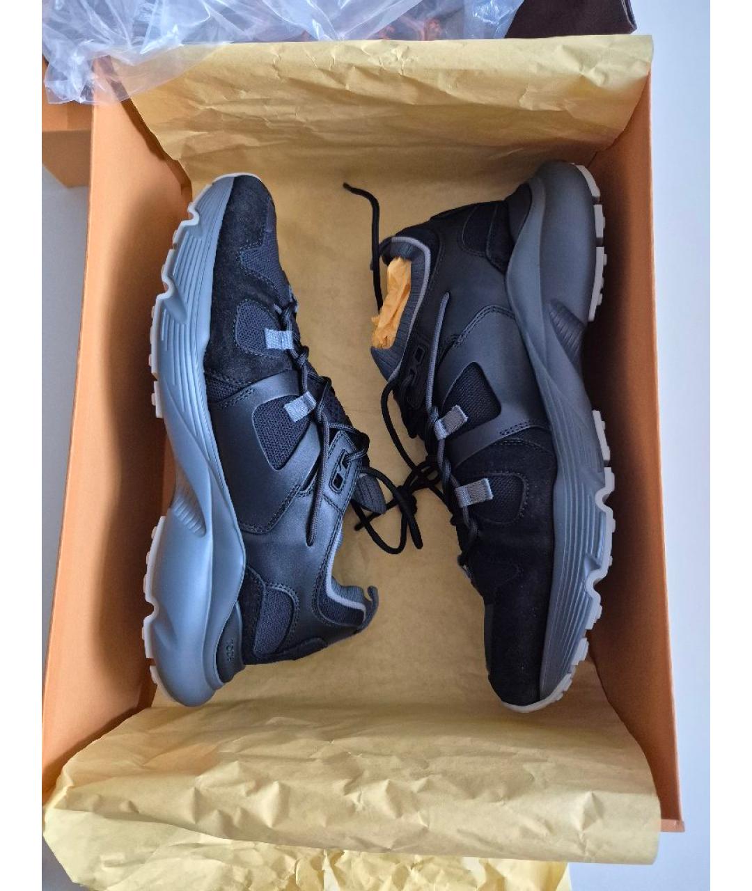 TOD'S Черные кожаные низкие кроссовки / кеды, фото 5